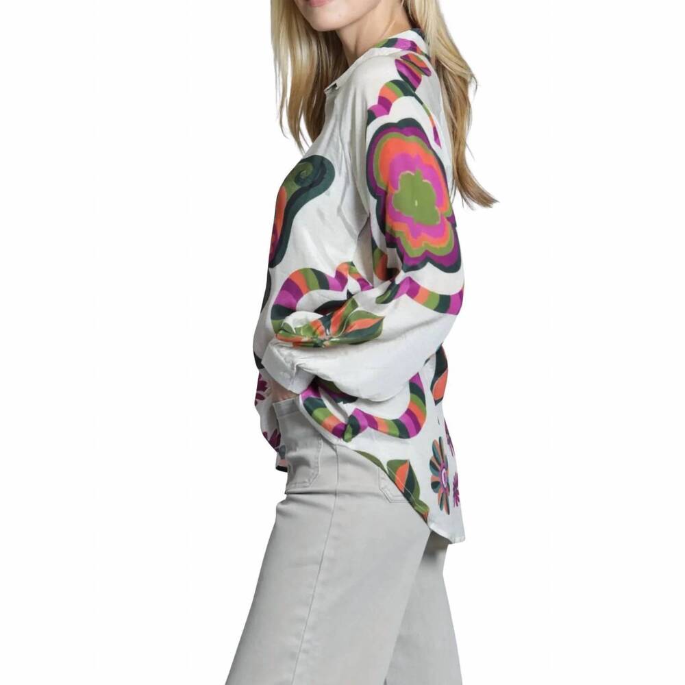 NEW APNY half-plaket pullover blouse in vintage butterfly bloom - Picture 3 of 3